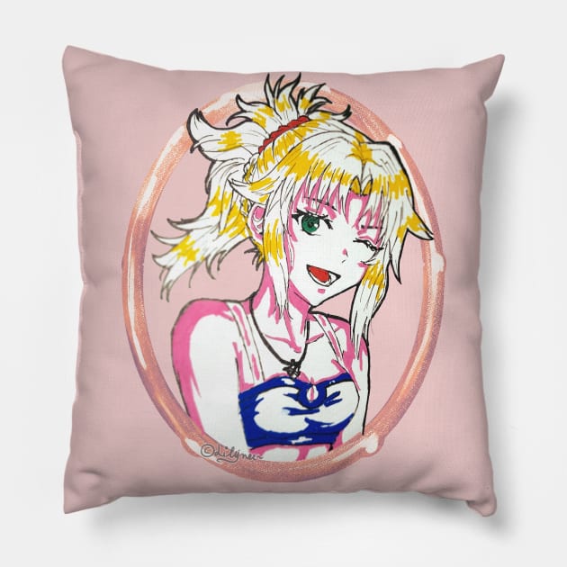 Posca Style Mordred (FGO) Pillow by Lilynee-