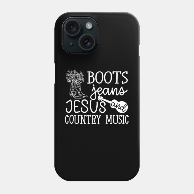 Boots Jeans Jesus and Country Music Guitar Cute Phone Case by GlimmerDesigns