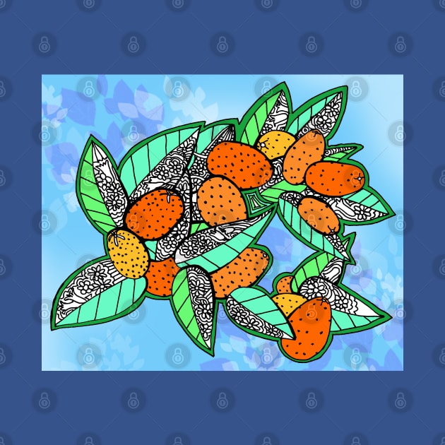 Juicy Ripe California Kumquats on Blue Sky by RhondaChase