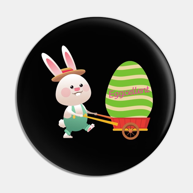 Bunny carrying Eggcelent Easter egg Pin by IlanaArt