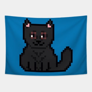 Pixel Art Cute Black Cat Tapestry