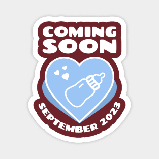 Baby Announcement. Feeding Bottle. Coming soon. September 2023 birthday Magnet