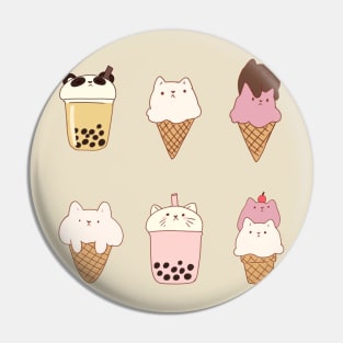 Ice cream cats and boba drinks Pin