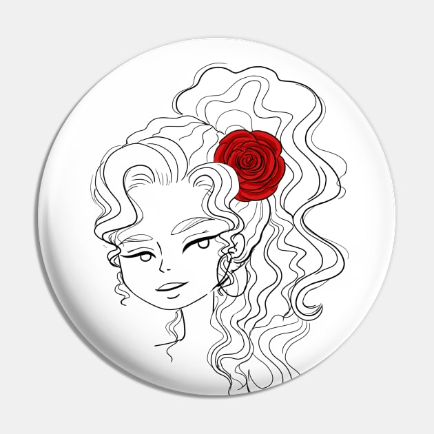 Curly Hair- B&W Pin by Ghaida Shop