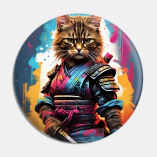 A Fierce Kitten Samurai Pin