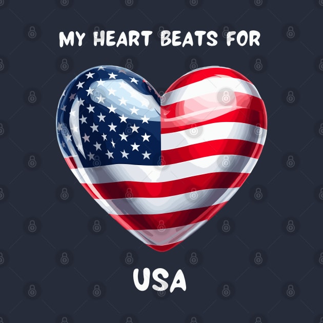 My Heart Beats For USA Flag by Graceful Designs