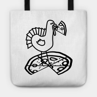 Funny Thanksgiving Turkey with Pizza Outline Tote