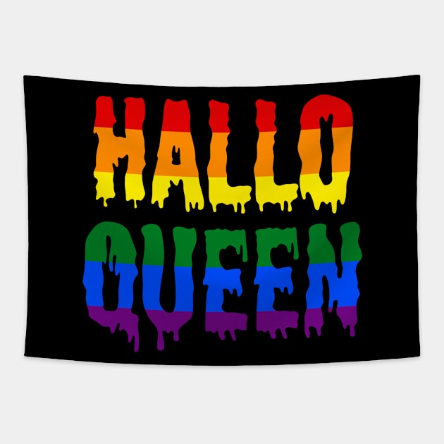 Halloqueen - LGBTQ Halloween Rainbow Pride Tapestry by Rixta Tees