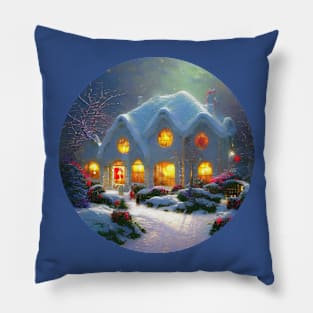 Rural winter cottage Pillow