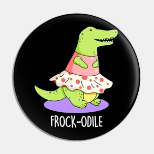 Frockodile Cute Girl Crocodile Pun Pin