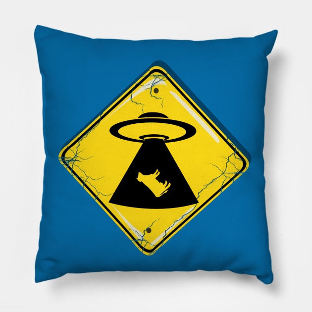 Cosmic Crossing: UFO Abduction Zone No 2 Pillow by Fun Funky Designs