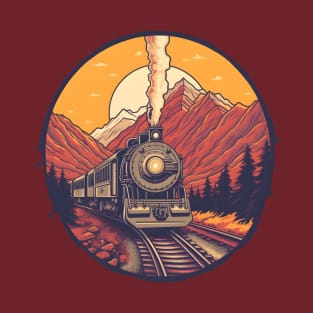 I like trains, Train Engine in the mountains T-Shirt