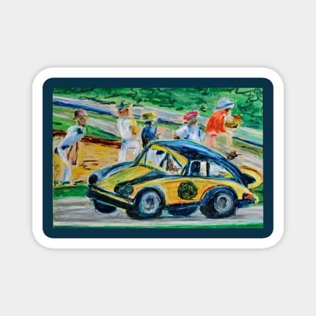 Vintage Porsche in Oil Pastels Magnet by PB and Junk Arts