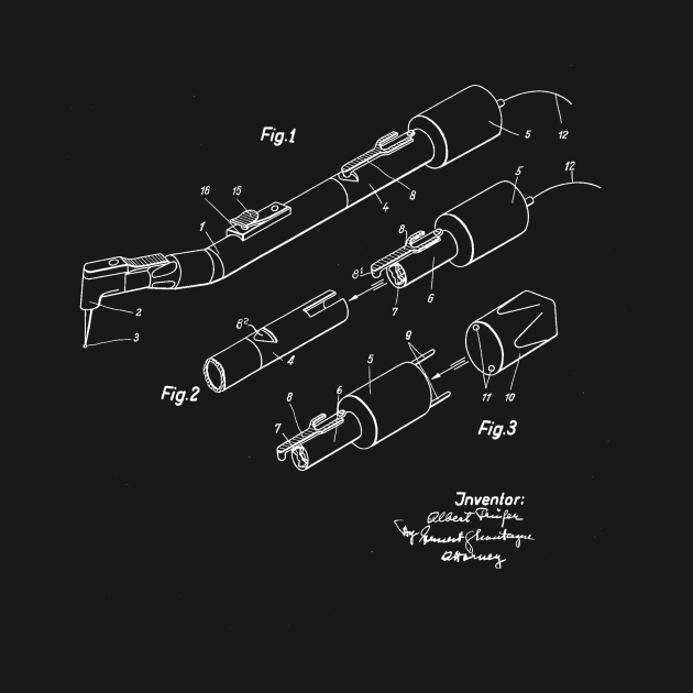 Dentist Drill Vintage Patent Drawing by TheYoungDesigns