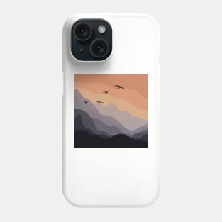 Minimal Hilly Sunrise Landscape Digital Illustration Phone Case