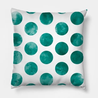 Teal Polka Dots Pattern Watercolor Abstract Cute  Girly Pretty Trendy Design Pillow