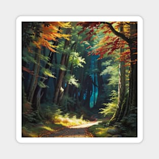 Road in an Autumn Forest Magnet