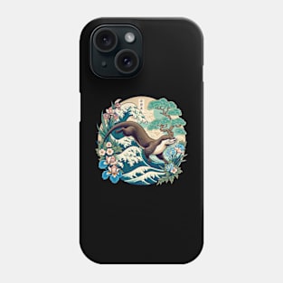 Aquatic Animal Vintage Ocean Wave Art Floral Japanese Otter Phone Case