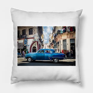 American car from the 50's in Havana, Cuba Pillow