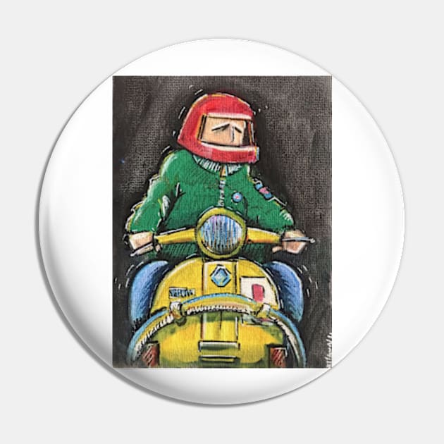 Retro Scooter, Classic Scooter, Scooterist, Scootering, Scooter Rider, Mod Art Pin by Scooter Portraits