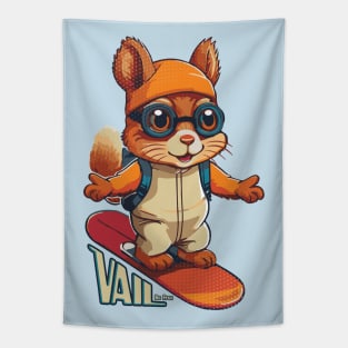 Cute Squirrel Snowboarding Vail Tapestry