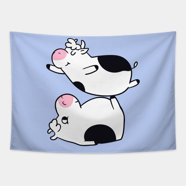 Acroyoga Cow Tapestry by huebucket