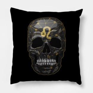 skull, zodiac signs, Leo Pillow