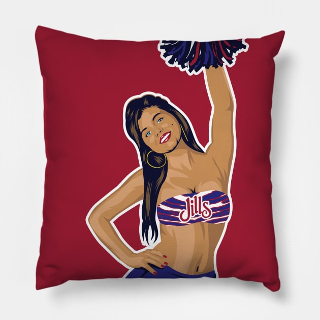 Kelly Kapowski Buffalo Bills Cheerleader Pillow by Carl Cordes