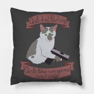 Cute cat with a gun Pillow