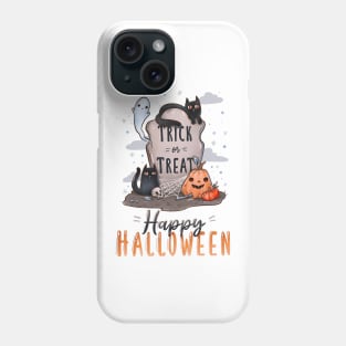 Happy Halloween with cats and pumpkins Phone Case