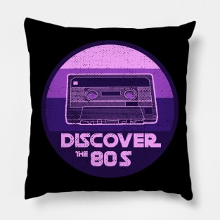 DISCOVER THE 80S vintage retro 80s nostalgia design third color version with distress Pillow