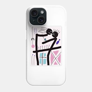 Kids in Close Conversation Stick Figure Phone Case