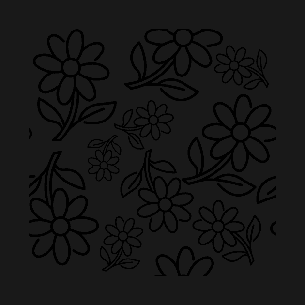 DAISY PATTERN PINK AND BLACK | FLORAL PATTERN by KathyNoNoise