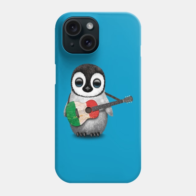 Baby Penguin Playing Italian Flag Guitar Phone Case by jeffbartels
