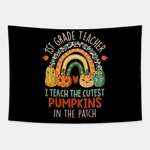 I Teach The Cutest Pumpkins - 1st Grade Teacher Halloween Tapestry by paveldmit