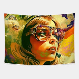 We Are Floating In Space - 01 - Sci-Fi Inspired Retro Artwork Tapestry