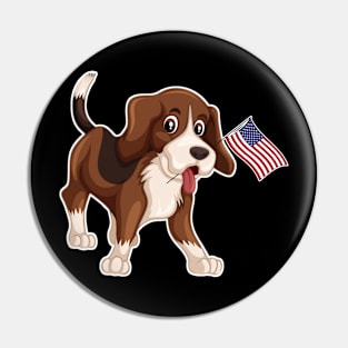 American Flag Beagle Dog Love Pin