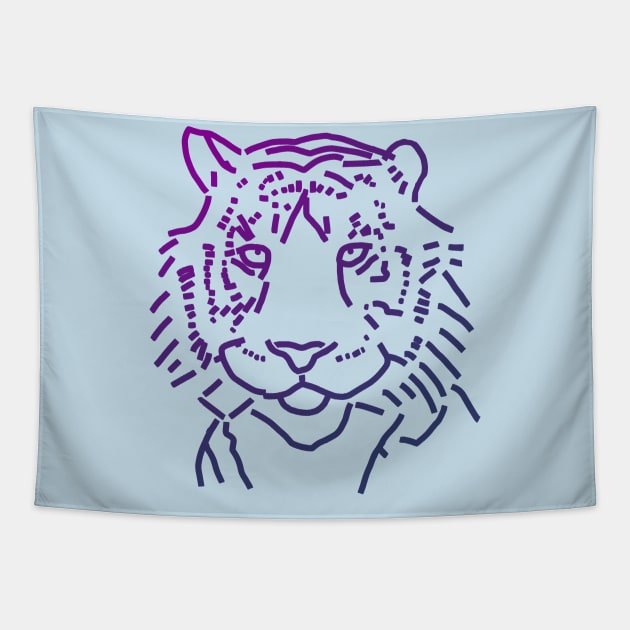 Blue Tiger Tapestry by ellenhenryart