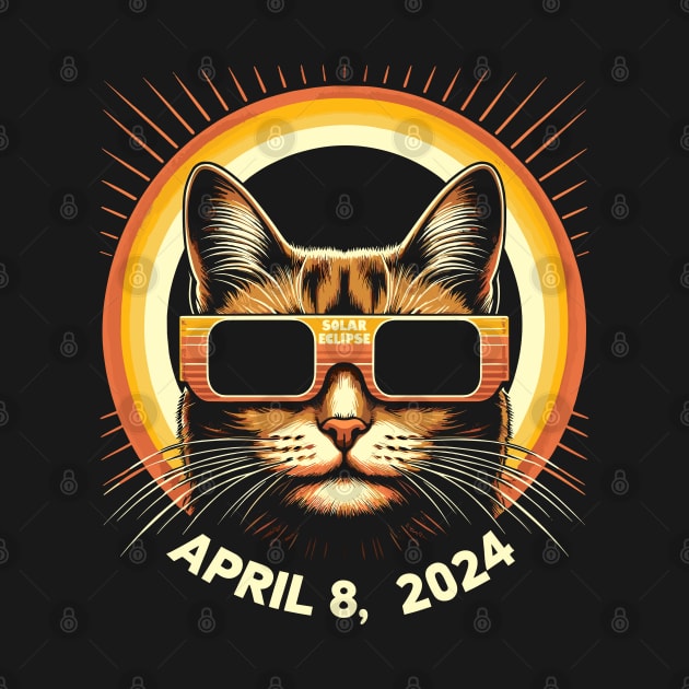 Cat in Eclipse Glasses Totality 2024 Total Solar Eclipse by KsuAnn