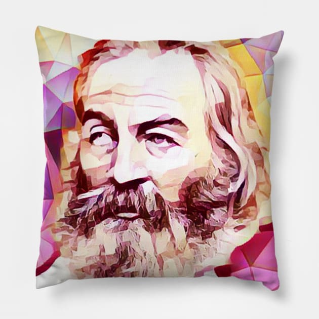 Walt Whitman Pink Portrait | Walt Whitman Artwork 13 Pillow by JustLit