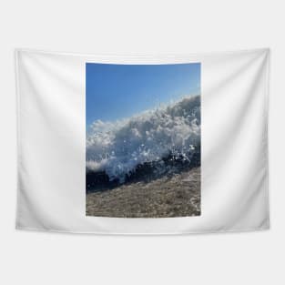 seaside home decor wave and beach lover wall art Photo of a wave for beach home on the beach on a sunny day Tapestry