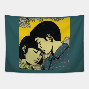 Brunet couple retro illustration Tapestry