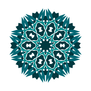 Teal Shades Leaf Mandala T-Shirt