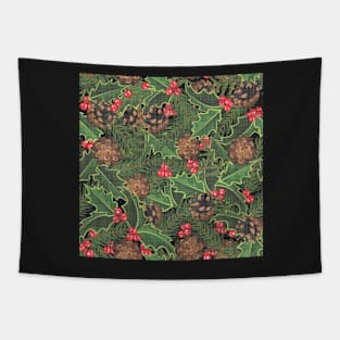 Holly & Pine Linen Tapestry