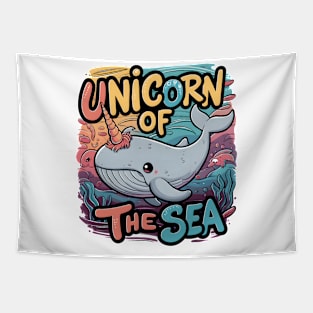 "Whimsical Waves: Narwhal Delight" Tapestry