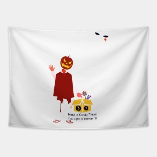 Pumpkin Head Candy Treats Tapestry