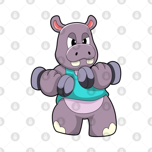 Hippo at Bodybuilding with Dumbbells by Markus Schnabel