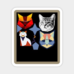 Geometric Cats Colourful Abstract Anime Design Magnet