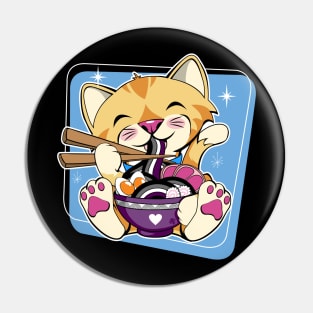 Cat Eating Ramen Asexual Flag Pin