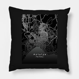 Antalya Turkey City Map dark Pillow